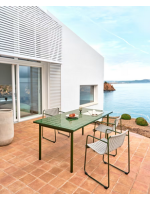 EMEN fixed table 223x101 in green galvanized steel and tile top design for outdoor and indoor