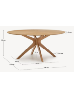ALBENT tavolo fisso 180x110 piano in impiallacciatura di rovere e gambe in legno massello living design