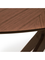 LOFOTEN Mesa fija 180x110 tapa chapada en nogal y patas de madera maciza diseño living