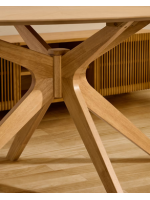 ETOLIN Mesa Ø 120 cm tapa chapada en roble y patas de madera maciza diseño living