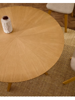 ETOLIN Mesa Ø 120 cm tapa chapada en roble y patas de madera maciza diseño living