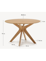 ETOLIN Mesa Ø 120 cm tapa chapada en roble y patas de madera maciza diseño living