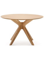 ETOLIN Mesa Ø 120 cm tapa chapada en roble y patas de madera maciza diseño living