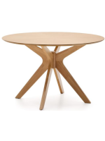 ETOLIN Mesa Ø 120 cm tapa chapada en roble y patas de madera maciza diseño living