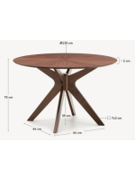 BATILDE table Ø 120 walnut veneer top and solid wood legs living design