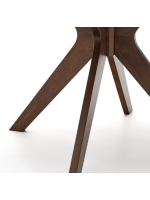 BATILDE Mesa Ø 120 tapa chapada en nogal y patas de madera maciza diseño living