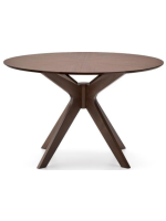 BATILDE tavolo Ø 120 piano in impiallacciatura di noce e gambe in legno massello living design