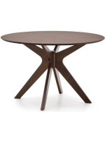 BATILDE Mesa Ø 120 tapa chapada en nogal y patas de madera maciza diseño living