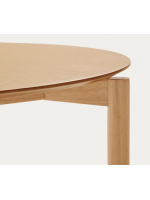 CORIK Tisch Ø 110 cm aus natürlichem Eschenfurnier und Massivholzbeinen mit natürlichem Eschenfinish