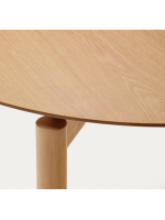 CORIK Table Ø 110 cm en placage de frêne naturel et pieds en bois massif finition frêne naturel
