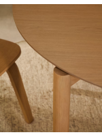 CORIK Table Ø 110 cm en placage de frêne naturel et pieds en bois massif finition frêne naturel