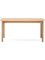 PETTY Mesa de 160x90 cm en chapa de fresno natural y patas de madera maciza con acabado fresno natural