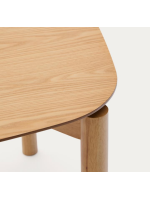 PETTY Mesa de 160x90 cm en chapa de fresno natural y patas de madera maciza con acabado fresno natural