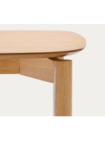 PETTY Mesa de 160x90 cm en chapa de fresno natural y patas de madera maciza con acabado fresno natural