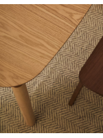 PETTY Mesa de 160x90 cm en chapa de fresno natural y patas de madera maciza con acabado fresno natural