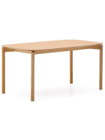 PETTY 160x90 cm table in natural ash veneer and solid wood legs with natural ash finish