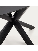 BARGIANE tavolo ovale 200x100 cm piano in vetro temperato nero e base in acciaio nero design casa
