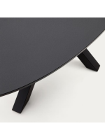 BARGIANE tavolo ovale 200x100 cm piano in vetro temperato nero e base in acciaio nero design casa