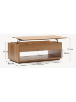 AIRONE 120x60 cm oak veneer coffee table