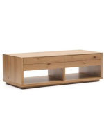 AIRONE tavolino 2 cassetti 140x60 cm in impiallacciato rovere