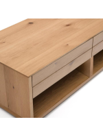 AIRONE tavolino 2 cassetti 140x60 cm in impiallacciato rovere
