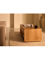 AIRONE coffee table 140x60 cm with 2 drawer in oak veneer