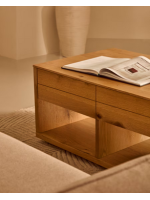 AIRONE tavolino 2 cassetti 140x60 cm in impiallacciato rovere