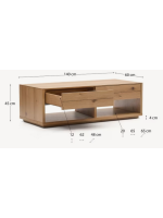 AIRONE Table basse 2 tiroirs 140x60 cm en placage chêne