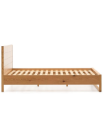 AIRONE Cama de matrimonio con base de 160x200 o 180x200 en chapa de roble y madera maciza de roble con acabado natural