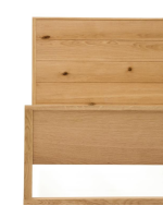 AIRONE Cama de matrimonio con base de 160x200 o 180x200 en chapa de roble y madera maciza de roble con acabado natural