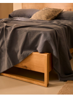 AIRONE double bed with 160x200 or 180x200 base in oak veneer and solid oak wood with natural finish