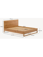 AIRONE Doppelbett mit 160x200 oder 180x200 Basis in Eichenfurnier und massivem Eichenholz mit natürlichem Finish