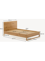 AIRONE lit simple avec sommier 90x190 en placage de chêne et bois de chêne massif avec finition naturelle
