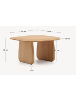 FRIDA 71x70 coffee table in solid natural oak wood