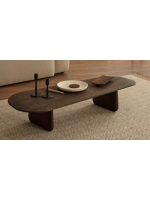 CORTON 147x65 Couchtisch aus massives Eichenholz in dunklem Finish