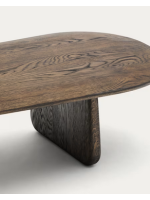 CORTON Mesa de centro 147x65 en madera maciza de roble acabado oscuro