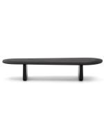 LEDRA Table basse 147x65 en bois de chêne massif finition noire