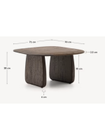 ANORA Table basse 71x70 en bois de chêne massif finition foncée