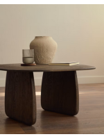 ANORA 71x70 Couchtisch aus massives Eichenholz in dunklem Finish