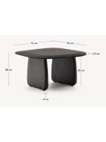 SAHARA 71x70 coffee table in solid oak wood black finish