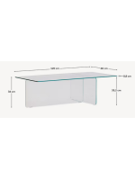BUSSOLA 120x60 cm transparenter Couchtisch aus gehärtetem Glas
