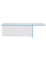 BUSSOLA 120x60 cm transparenter Couchtisch aus gehärtetem Glas