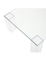 FOSSIL 140x60 cm transparenter Couchtisch aus gehärtetem Glas