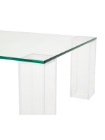 FOSSIL 140x60 cm transparent tempered glass coffee table