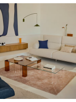 FOSSIL 140x60 cm transparent tempered glass coffee table