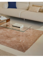 FOSSIL 140x60 cm transparenter Couchtisch aus gehärtetem Glas