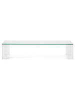 FOSSIL 140x60 cm transparent tempered glass coffee table
