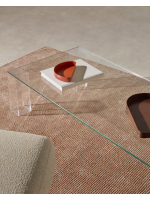 FOSSIL 140x60 cm transparenter Couchtisch aus gehärtetem Glas
