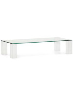 FOSSIL 140x60 cm transparent tempered glass coffee table