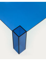 EMUL Mesa de centro de cristal templado azul de 140x60 cm